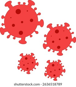 Flat vector of red color corona virus
