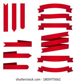 Flat vector red ribbons banners isolated on white background. Set ribbons or banners. Vector illustration
