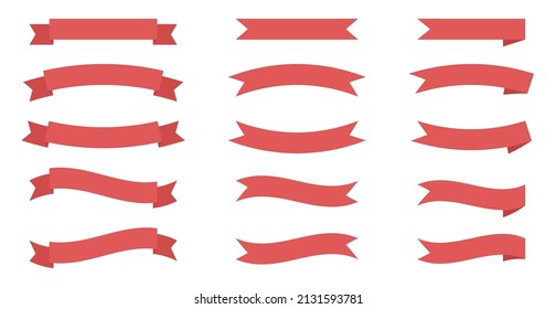 Flat vector red ribbons banners. 