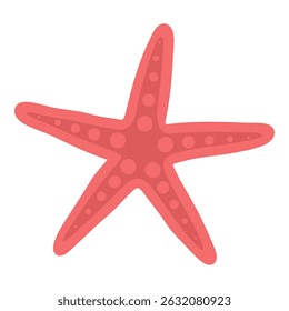 Flat vector red starfish isolated on white background. Simple sea animal design for summer decor, ocean themed projects