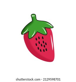 Flat vector red strawberry fruit.