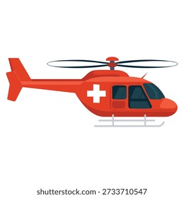 Ícone de helicóptero de resgate vetorial plano ilustrando ambulância de ar emergência médica isolada adequada para atendimento de trauma hospitalar e temas de design de serviço de emergência