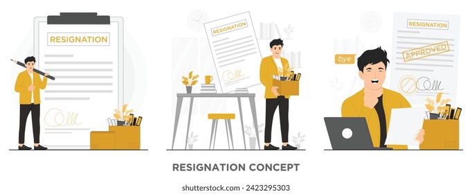 Flat vector resignation concept illustration