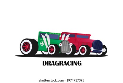 Flat vector retro car isolated on color background