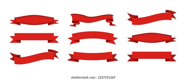 Flat vector ribbon banners isolated background. Red ribbon. Vector illustration