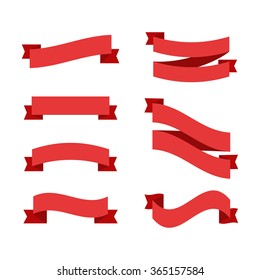 Flat Vector Ribbon Labels Set. 