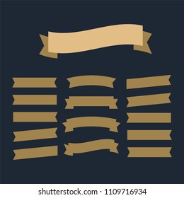 Flat vector ribbons banners flat. Banner ribbon vector set