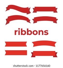 Flat vector ribbons banners flat. Banner ribbon vector set