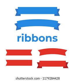Flat vector ribbons banners flat. Banner ribbon vector set