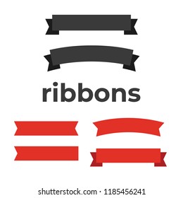 Flat vector ribbons banners flat. Banner ribbon vector set