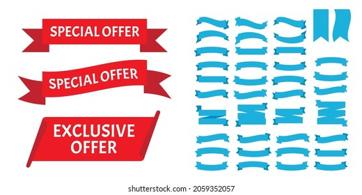 Flat vector ribbons. Banners flat. Banner ribbon vector set