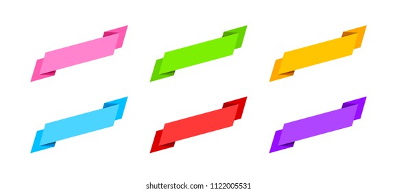 Flat vector ribbons. Ribbons banners. Color ribbons. Ribbon with space for text. Speech bubble. Logo template. Frame template. Set of labels. Color pointers. Decor elements. Paper speech bubble. Tag