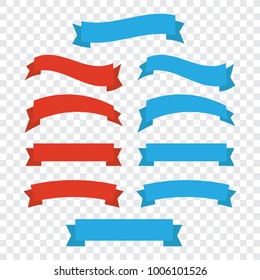 Flat vector ribbons banners isolated. Ribbons banners