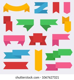 Flat vector ribbons banners flat isolated on white background with colorful style