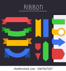 Flat vector ribbons banners flat isolated on white background with colorful style
