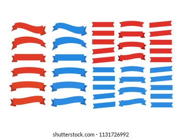 Flat vector ribbons banners isolated. Ribbons banners