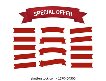Flat vector ribbons banners isolated. Ribbons banners