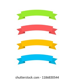 Flat vector ribbons banners flat isolated on white background, Illustration Set of ribbons. Ribbon vector.