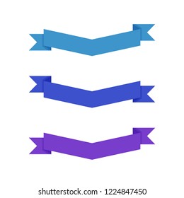 Flat vector ribbons banners flat isolated on white background, Illustration set of blue purple tape