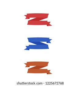 Flat vector ribbons banners flat isolated on white background, Illustration set of blue purple tape
