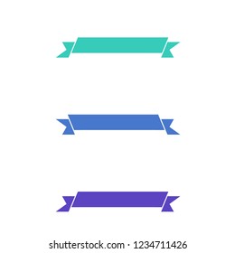 Flat vector ribbons banners flat isolated on white background, Illustration set of blue purple green tape