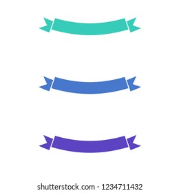 Flat vector ribbons banners flat isolated on white background, Illustration set of blue purple green tape