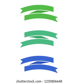 Flat vector ribbons banners flat isolated on white background, Illustration set of colorful tape