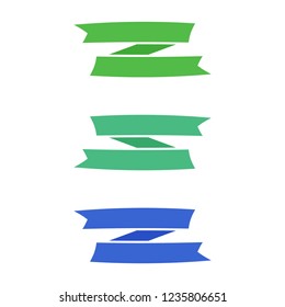 Flat vector ribbons banners flat isolated on white background, Illustration set of colorful tape