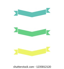 Flat vector ribbons banners flat isolated on white background, Illustration set of colorful tape