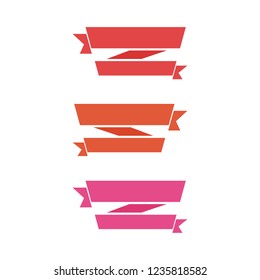 Flat vector ribbons banners flat isolated on white background, Illustration set of colorful tape