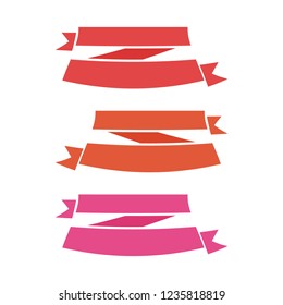 Flat vector ribbons banners flat isolated on white background, Illustration set of colorful tape