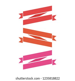 Flat vector ribbons banners flat isolated on white background, Illustration set of colorful tape