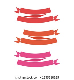 Flat vector ribbons banners flat isolated on white background, Illustration set of colorful tape