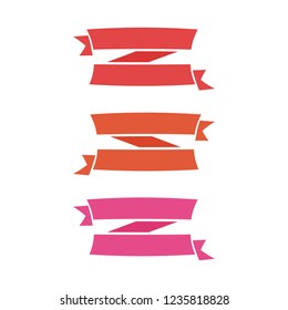 Flat vector ribbons banners flat isolated on white background, Illustration set of colorful tape