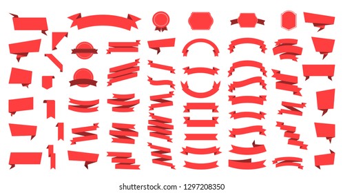 Flat vector ribbons banners flat isolated on white background, Illustration Set of ribbons. Ribbon vector