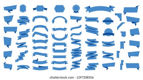 Flat vector ribbons banners flat isolated on white background, Illustration Set of ribbons. Ribbon vector