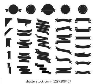 Flat vector ribbons banners flat isolated on white background, Illustration Set of ribbons. Ribbon vector