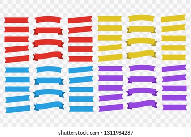Flat vector ribbons banners isolated. Ribbons banners
