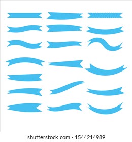 Flat vector ribbons banners flat isolated on white background, Illustration set of blue tape