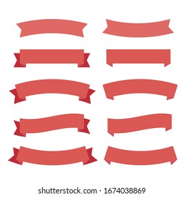 Flat vector ribbons banners flat isolated. Ribbons banners