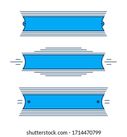 Banderas de cintas vectoriales planas aisladas en fondo blanco. Insignia, pancarta, cinta, bandera. Ilustración del conjunto de vectores