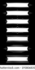 Flat vector ribbons banners flat isolated on black background. Badge, banner, ribbon, flag. Vector set illustration