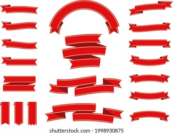 Flat vector ribbons banners flat isolated on white background. Set of red vector ribbons and banners.
