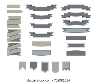 Flat vector ribbons banners flat isolated on background, Illustration set of blue tape
