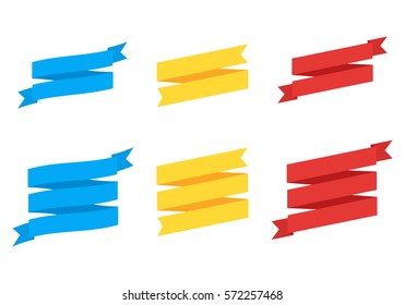 Flat vector ribbons banners. Ribbons in flat style. Vector set of colorful ribbons