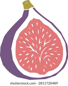 Flat Vector Ripe Fig Fruit Illustration