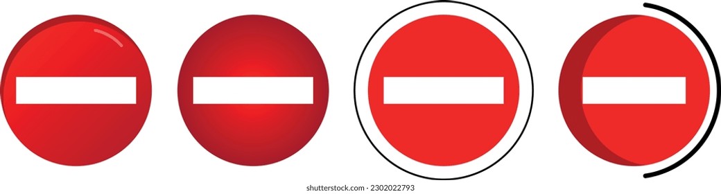 Flat vector road signs vector collection. Prohibition Sign Icon on white background