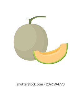 Flat vector of Rockmelons fruit isolated on white background. Flat illustration graphic icon