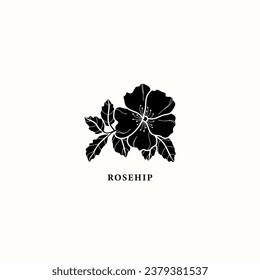 Flat vector rosehip blossom illustration