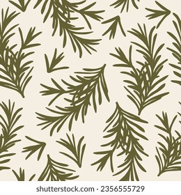 Flat vector rosemary twig seamles pattern